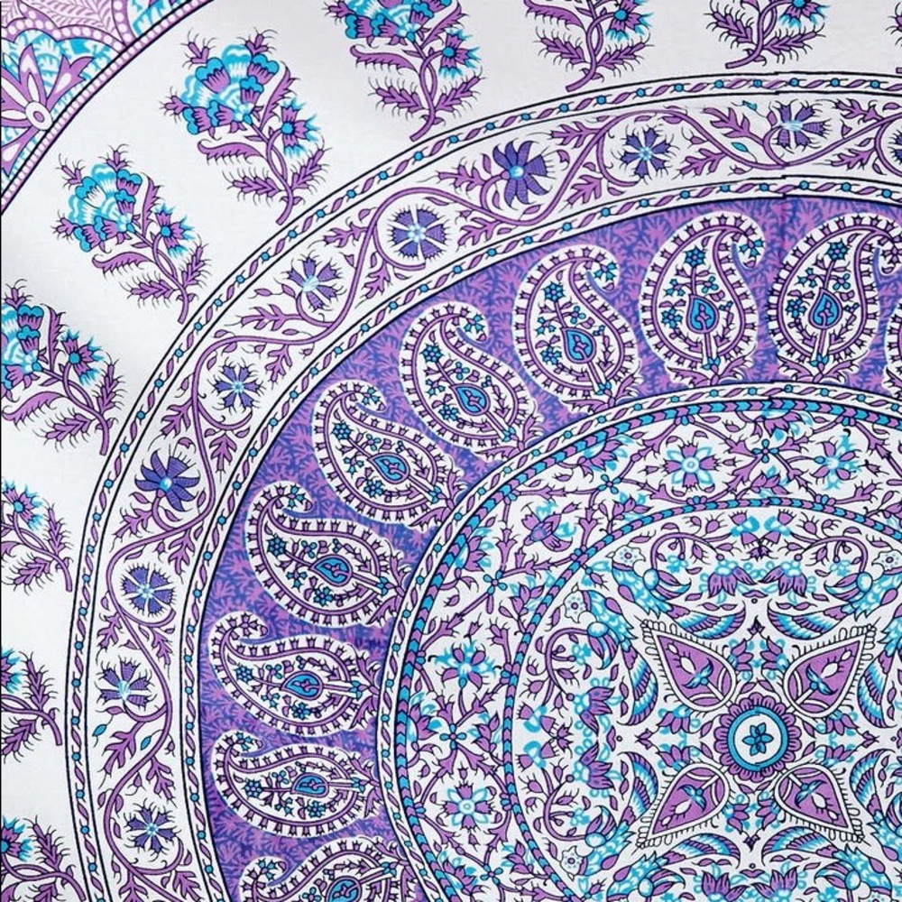 Lavender & Sky Paisley Mandala Tapestry - Picture 4 of 4